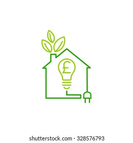 Eco House icon, Real Estate design element. Vector illustration
