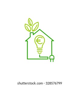 Eco House icon, Real Estate design element. Vector illustration