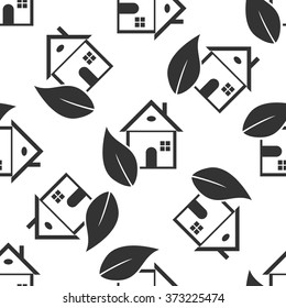 Eco House icon seamless pattern on white background. Vector Illustration