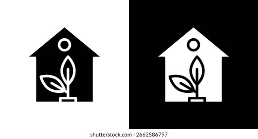 Conjunto de iconos de casa ecológica en estilo glifo negro. Ilustración vectorial de colección de silueta.
