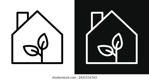 Eco House Icon Set. Vector Illustration