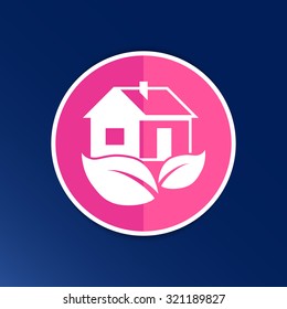 ECO house icon vector button logo symbol concept.