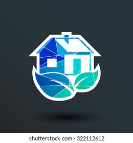 ECO house icon vector button logo symbol concept.