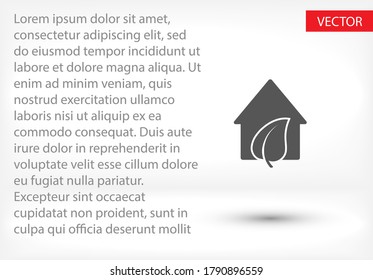 Eco House icon. Vector  Eps 10 . Lorem Ipsum Flat Design 