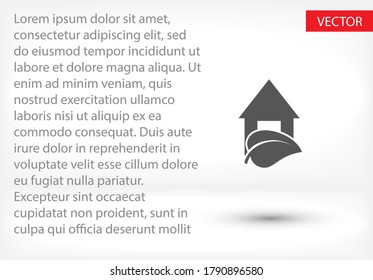 Eco House icon. Vector  Eps 10 . Lorem Ipsum Flat Design 