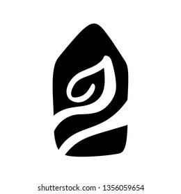 Eco House leaf. Simple Calligraphy nature Vector bio Icon. Estate Architecture Construction for design. Art home vintage hand drawn Logo green garden element