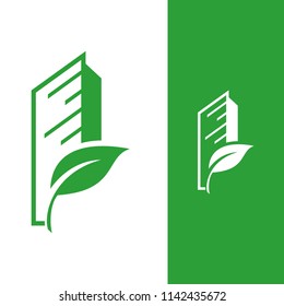 eco house leaf vector logo, real estate eco, ecology village, 