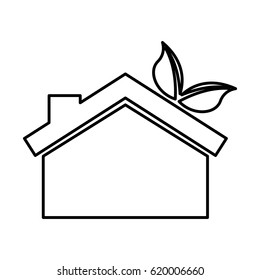 eco house with leafs isolated icon