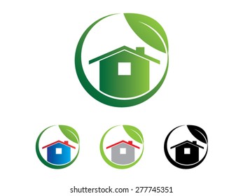 Eco house in leaves set