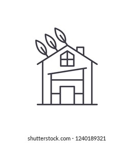 Eco house line icon concept. Eco house vector linear illustration, symbol, sign