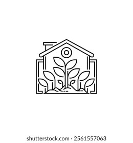Eco House Line Icon. linear style sign for mobile concept and web design. Outline vector icon.