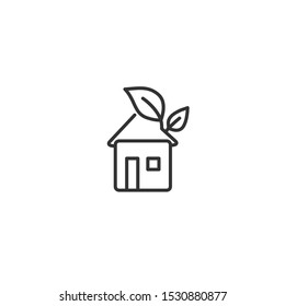 Eco house line icon in simple design on a white background