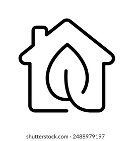 Iconos de la línea de la casa. Icono de la casa verde.  Logo de Eco House. Casa Verde de Naturaleza, hogar de hoja con estilo de contorno lineal. Símbolo Eco Home.