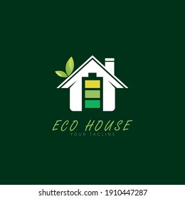 Eco House Logo Design Symbol Template Flat Style Vector Illustration	