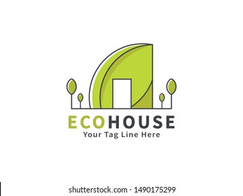 Eco house logo design template Vector real estate house logotype icon
