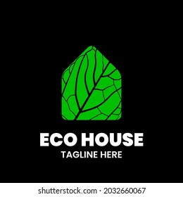 Eco House logo design template. Green house concept. Stock vector illustration.