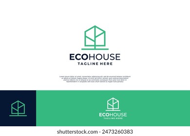 Eco house logo design. Tree with house combination logo concept