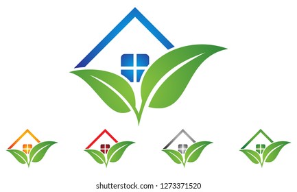 Eco House Logo Design Vector. Emblem. Design Concept, Creative Symbol. 