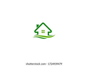 eco house logo design vector