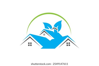Eco House Logo icon Design Template With Green Leaf Home Creative Vector Element. Pro Vector
