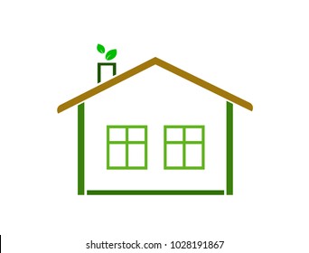 
Eco house logo (icon). Flat design. 