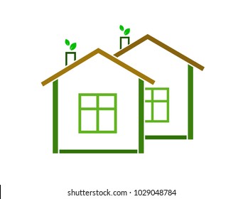 Eco house logo (icon). Flat design.
