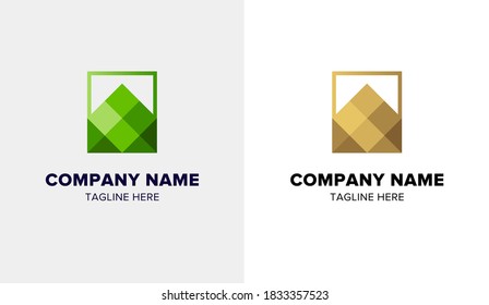 Eco house logo. Minimalistic, clean, modern real estate logo