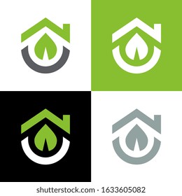 Eco House Logo Template, Green Home Icon Design - Vector