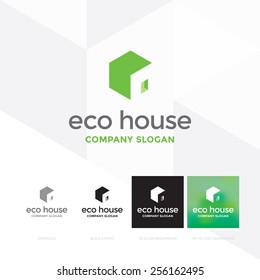 Modelo de logotipo da casa Eco/Hexagon formando uma casa - ícone do vetor