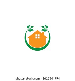 Eco house logo template vector icon design