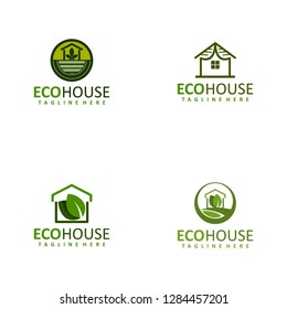 Eco house logo Vector illustration on white background