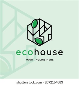 eco house logo vector illustration template icon graphic design. building and architecture with leaf nature for business and company