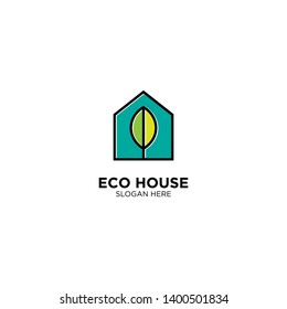 Eco House logo vector line outline monoline icon illustration - Vector