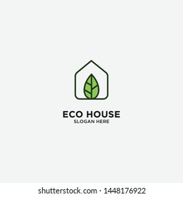 Eco House logo vector line outline monoline icon illustration - Vector