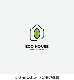 Eco House logo vector line outline monoline icon illustration - Vector