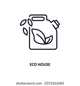 eco house outline icon.  Thin line icon from ecology collection. Editable vector isolated on white background