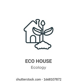 Eco house outline vector icon. Thin line black eco house icon, flat vector simple element illustration from editable ecology concept isolated stroke on white background