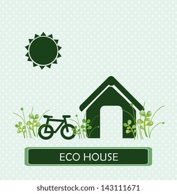 eco house over dotted background vector illustration