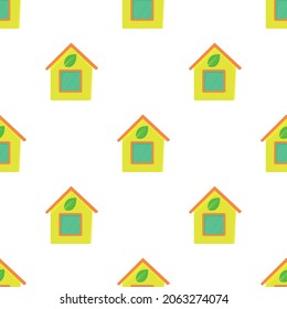 Patrón de casa ecológica textura de fondo transparente repetición de papel tapiz vector geométrico
