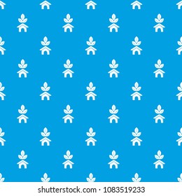 Eco house pattern vector seamless blue repeat for any use