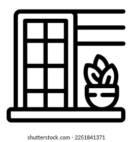 Eco house plant icon outline vector. Summer home. Garden window