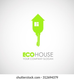 Eco house and real estate logo. Home, housing, ecological materials, safe environment
