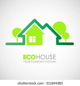 Eco house and real estate logo. Home, housing, ecological materials, safe environment