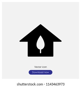 Eco house sign icon in trendy flat style isolated on grey background, modern symbol vector illustration for web