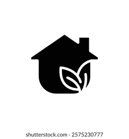 eco house solid icon vector design good for web or mobile app