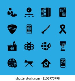 eco house, speaker, strategic, awareness ribbon, ecology, worldwide, bee, smartphone and news reporter vector icon. Simple icons set