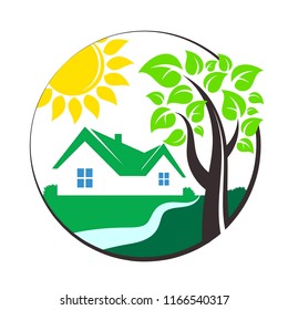 Eco house and sun