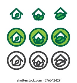 Eco House Templates Set. Ecology symbol. Nature ecology logotype. Green eco logo. Vector design ecology elements