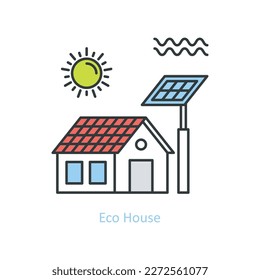ECO Haus Vector gefüllt Outline Icon Design Illustration. Umweltsymbol auf weißem Hintergrund EPS10-Datei