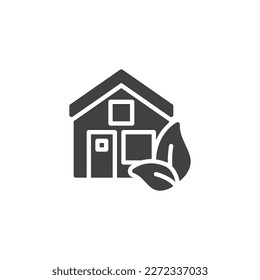 Eco house vector icon. filled flat sign for mobile concept and web design. Home and leaves glyph icon. Symbol, logo illustration. Vector graphics